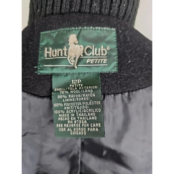 VTG. Hunt Club ~Woman Size12 Petite~ Black Wool Blend Jacket Coat. - Picture 2 of 12